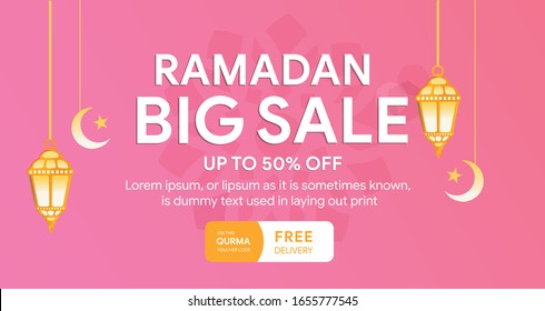 Editable big sale ramadan promotion sale banner, design vector, illustration