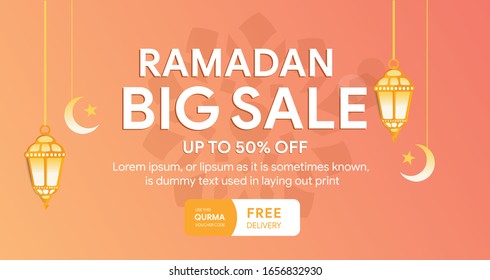 Editable big sale ramadan promotion sale banner, design vector, illustration