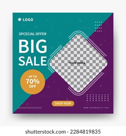 editable big sale square banner template vector design suitable for social media post, story and website ads