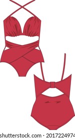 Editable bikini  body suit vector for woman