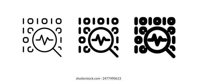 Icono de Vector de análisis, datos, binario editable. Tecnología de IA, inteligencia artificial, computadora. Parte de una gran familia de iconos. Perfecto para interfaces de Web y App, presentaciones, infografías, etc