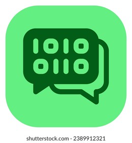 Editable binary language, message vector icon. AI technology, artificial intelligence, computer. Part of a big icon set family. Perfect for web and app interfaces, presentations, infographics, etc