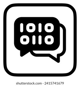 Editable binary language, message vector icon. AI technology, artificial intelligence, computer. Part of a big icon set family. Perfect for web and app interfaces, presentations, infographics, etc