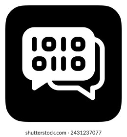 Editable binary language, message vector icon. AI technology, artificial intelligence, computer. Part of a big icon set family. Perfect for web and app interfaces, presentations, infographics, etc