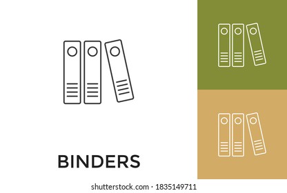 Editable Binders Thin Line Icon with Title. Useful For Mobile Application, Website, Software and Print Media.