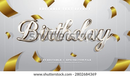 Editable birthday text effects, gold colors. Text style effects.