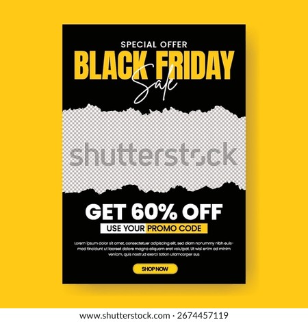 Editable Black Friday Sale Flyer Template with Fashion Products Discounts, Retail Offers, Promotional Deals, Brochure Layout, Eye-Catching Background, Perfect for Sale Event Marketing