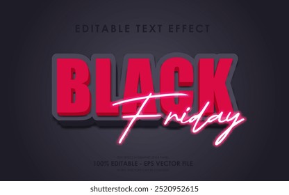 Efecto de texto de Black Friday editable resplandor neón