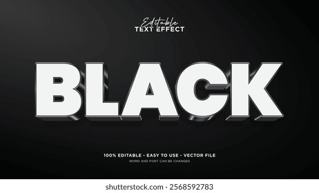 Editable black text effect, 3d vector mock up