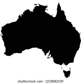 Editable black vector image of Australia.