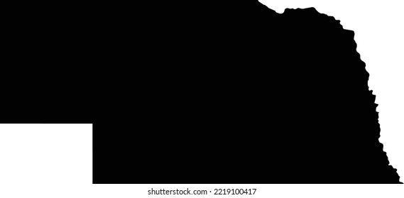 Editable black vector image of the U.S. state of Nebraska.