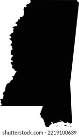 Editable black vector image of the U.S. state of Mississippi.