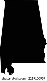 Editable black vector image of the U.S. state of Alabama.