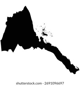 Silhueta vetorial preto editável do país africano da Eritreia.