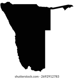 Editable black vector silhouette of the African country of Namibia.