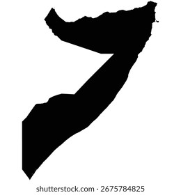 Silueta de Vector negro editable del país de Somalia sobre un fondo blanco.