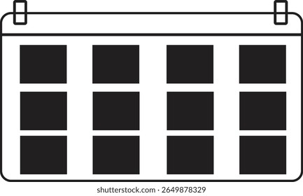 Icono de calendario en blanco y negro editable para el Vector de eventos de Pakistán del 14 de agosto

