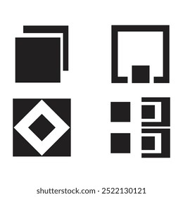 Plantillas e ilustraciones de diseño de Vector de widget de icono en blanco y negro editables