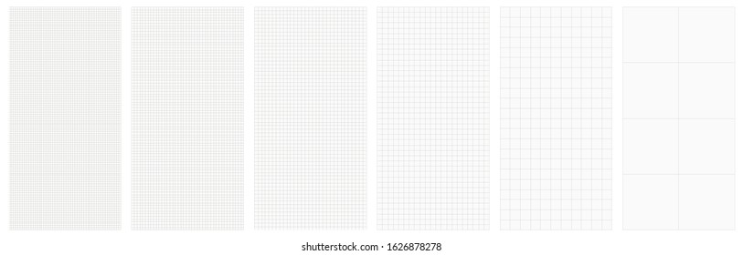 Editable black and white square grid seamless universal pattern. Vector set illustration template. Vertical projection.