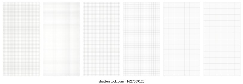 Editable black and white square grid seamless universal pattern. Vector set illustration template. Vertical projection.