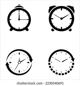 EDITABLE BLACK WHITE WALL CLOCK ICON VECTOR