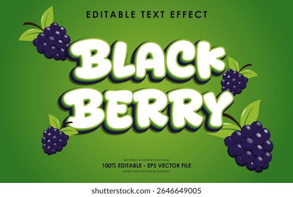 efeito de texto de blackberry editável com ilustração de blackberry