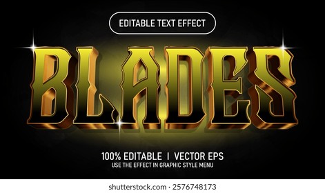 editable blades 3d vector text effect with modern style design