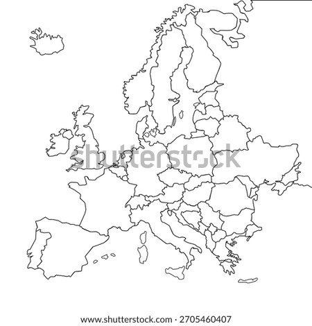 Editable Blank EUROPE Map With Flat Background
