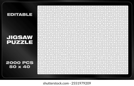 Editable blank jigsaw puzzle vector template. Flat vector illustration design, with each piece having a unique shape.
