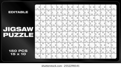 Plantilla de Vector de rompecabezas en blanco editable. Diseño de Ilustración vectorial plana, con cada pieza que tiene una forma única.