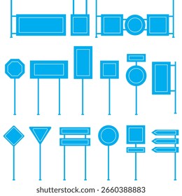 Editable blank traffic board icon. Icon set of blank traffic boards. Traffic sign. Blank traffic board icon vector illustration, eps 10.