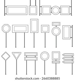 Icono de tarjeta de tráfico en blanco editable. Conjunto de iconos de tableros de tráfico en blanco. Señal de tráfico. Ilustración vectorial en blanco del icono de la tarjeta de tráfico, eps 10.