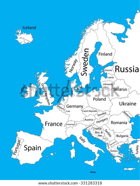 Editable Blank Vector Map Europe Vector Stock Vector Royalty Free