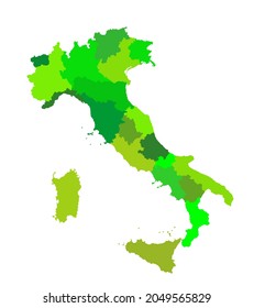 Editable blank vector map of Italy vector illustration isolated on white background. Autonomous communities of Italy. Detailed Italian regions administrative divisions, separated province. outline map