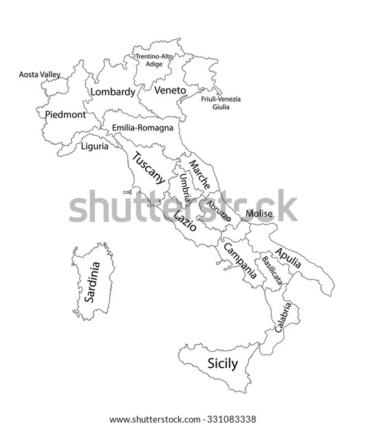 Editable Blank Vector Map Italy Vector Stock Vector (Royalty Free ...