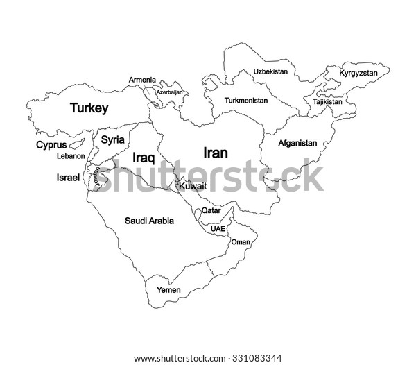 Editable Blank Vector Map Middle East Stock Vector (Royalty Free) 331083344