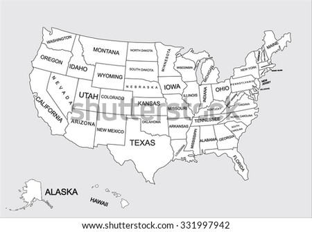 editable blank vector map united states stock vector royalty free