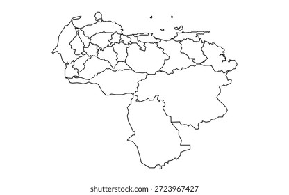 Mapa editável em branco VENEZUELA com fundo branco