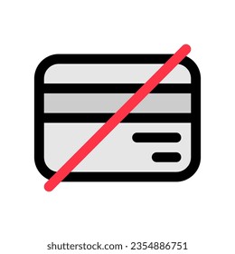 Editable block card, no card payment vector icon. Part of a big icon set family. Finance, business, investment, accounting. Perfect for web and app interfaces, presentations, infographics, etc