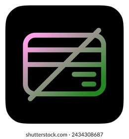 Editable block card, no card payment vector icon. Part of a big icon set family. Finance, business, investment, accounting. Perfect for web and app interfaces, presentations, infographics, etc