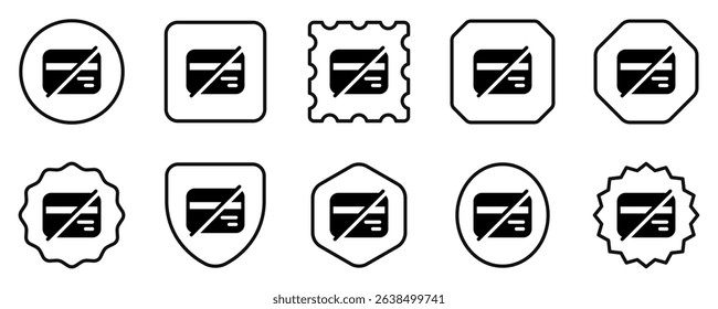 Editable block card, no card payment vector icon. Part of a big icon set family. Finance, business, investment, accounting. Perfect for web and app interfaces, presentations, infographics, etc