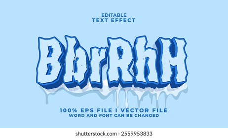 editable blue cold feeling  text effect.typhography logo