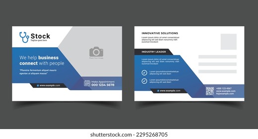 editable blue corporate postcard eddm business postcard template design. 