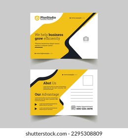 diseño editable de plantilla de postales empresariales eddm con tarjeta postal empresarial azul.