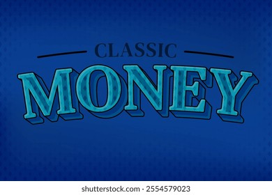 Editable Blue Green Text Effect with Classic Vintage Retro Newspaper, Casino, or Hotel Vibes Theme for Financial Posters, Business, Shirts, Prints, and Merchandise