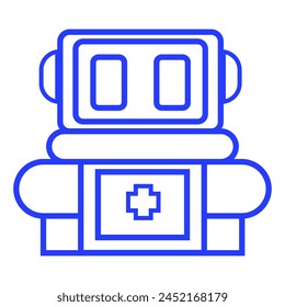 editable blue line robot icon