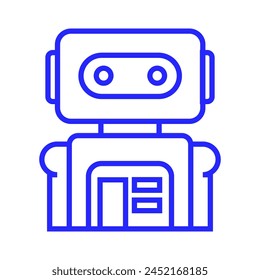 editable blue line robot icon