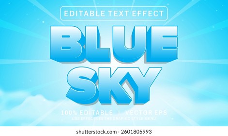 editable blue sky vector text effect with modern style design