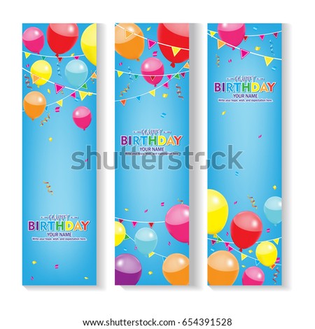 editable blue vertical happy