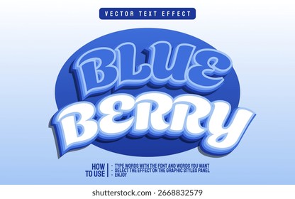 Efecto de texto 3D de frutas de arándanos editable